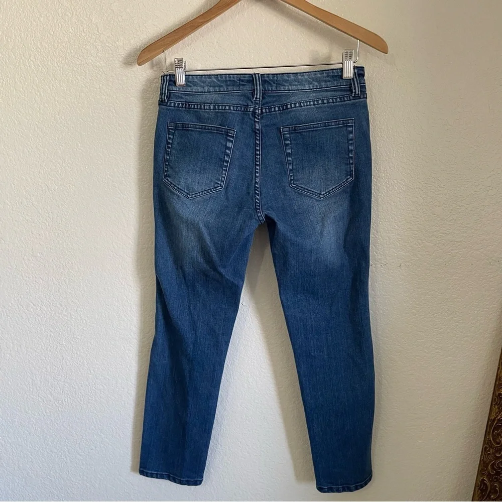 AMO Twist Mid Rise Ankle Crop Denim Blue Jeans Raven Ink A05203 Size 27 Anthro